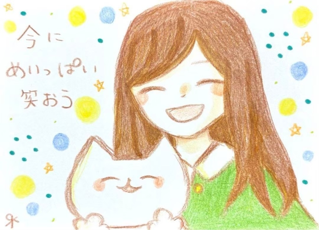 【462】【女の子と猫の絵】オリジナルアナログ手描きイラスト原画　自作創作アート