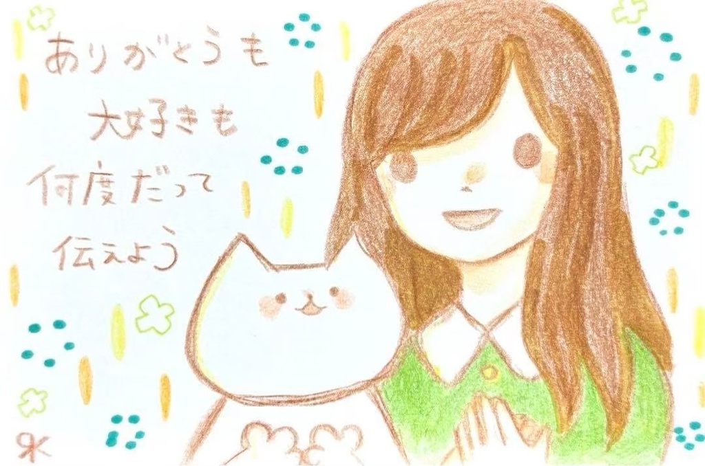 【464】【女の子と猫の絵】オリジナルアナログ手描きイラスト原画　自作創作アート