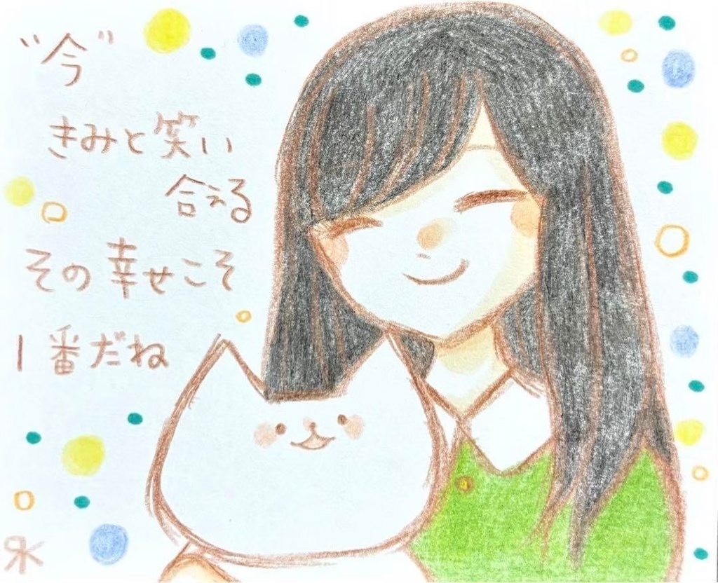 【465】【女の子と猫の絵】オリジナルアナログ手描きイラスト原画　自作創作アート