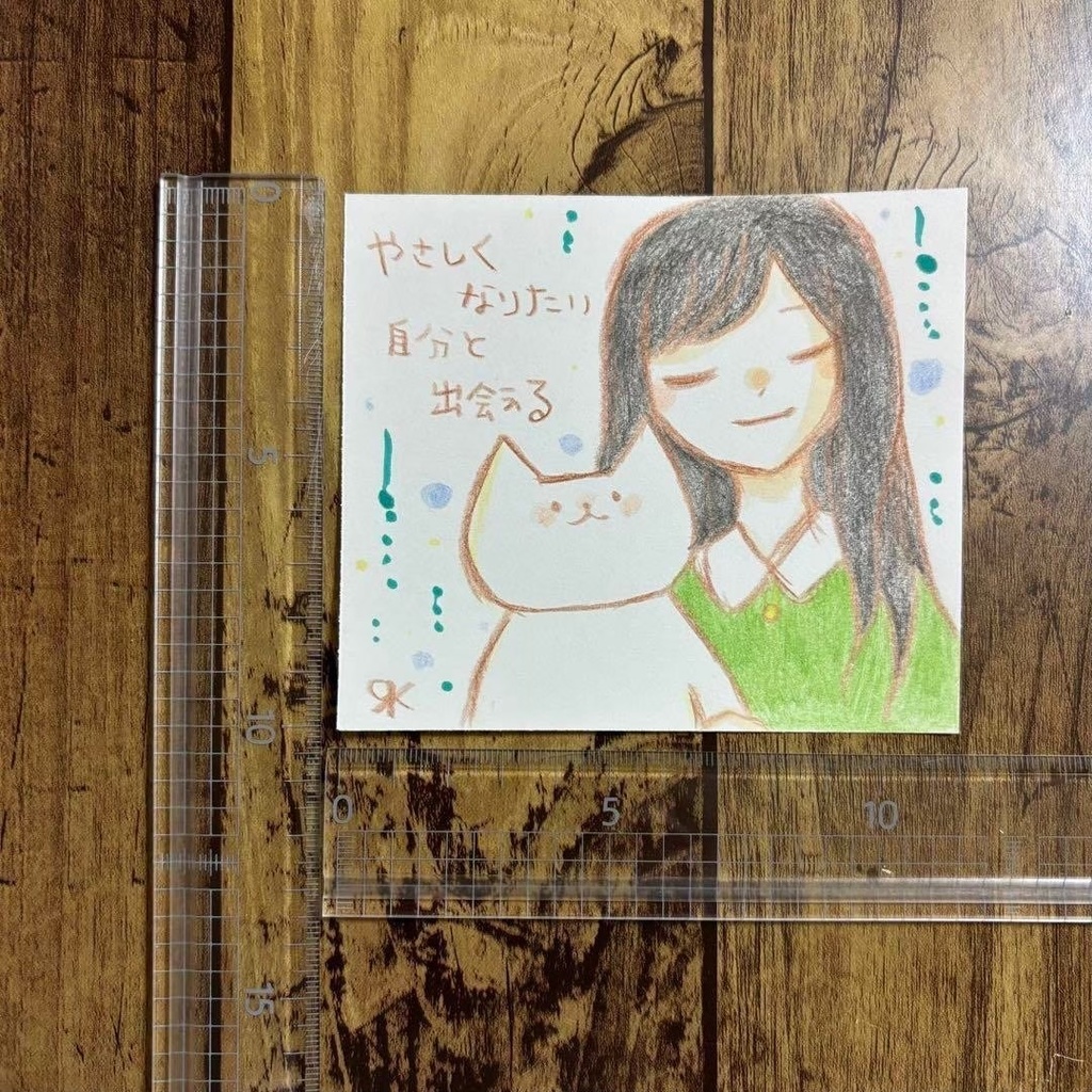 【482】【女の子と猫の絵と言葉】オリジナルアナログ手描きイラスト原画 自作創作
