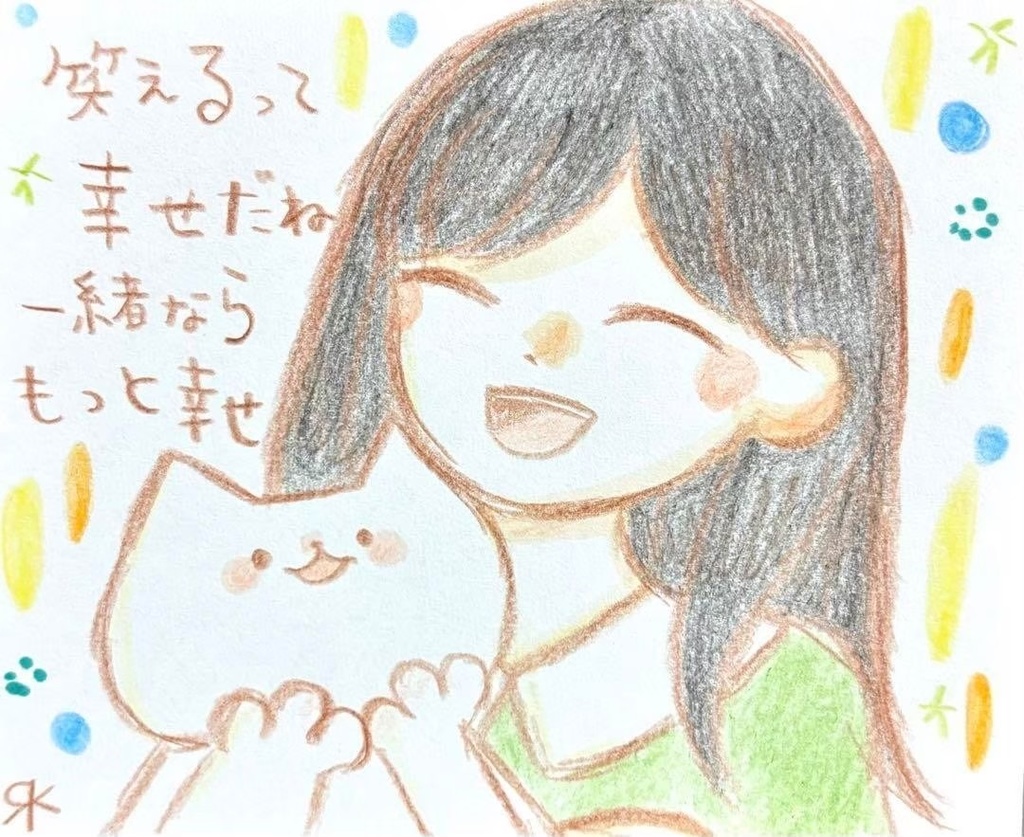 【499】【女の子と猫の絵と言葉】オリジナルアナログ手描きイラスト原画　自作創作