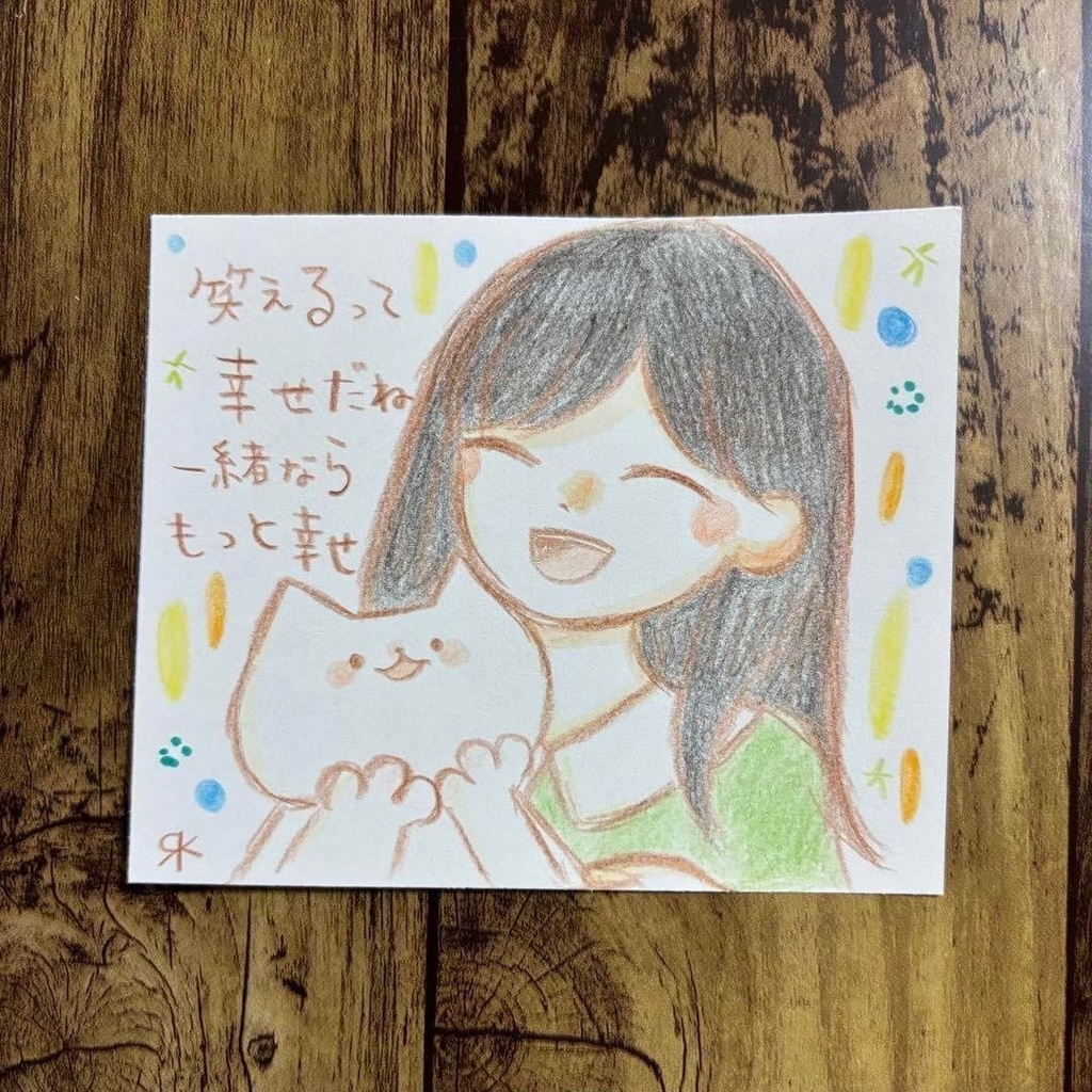 【499】【女の子と猫の絵と言葉】オリジナルアナログ手描きイラスト原画 自作創作
