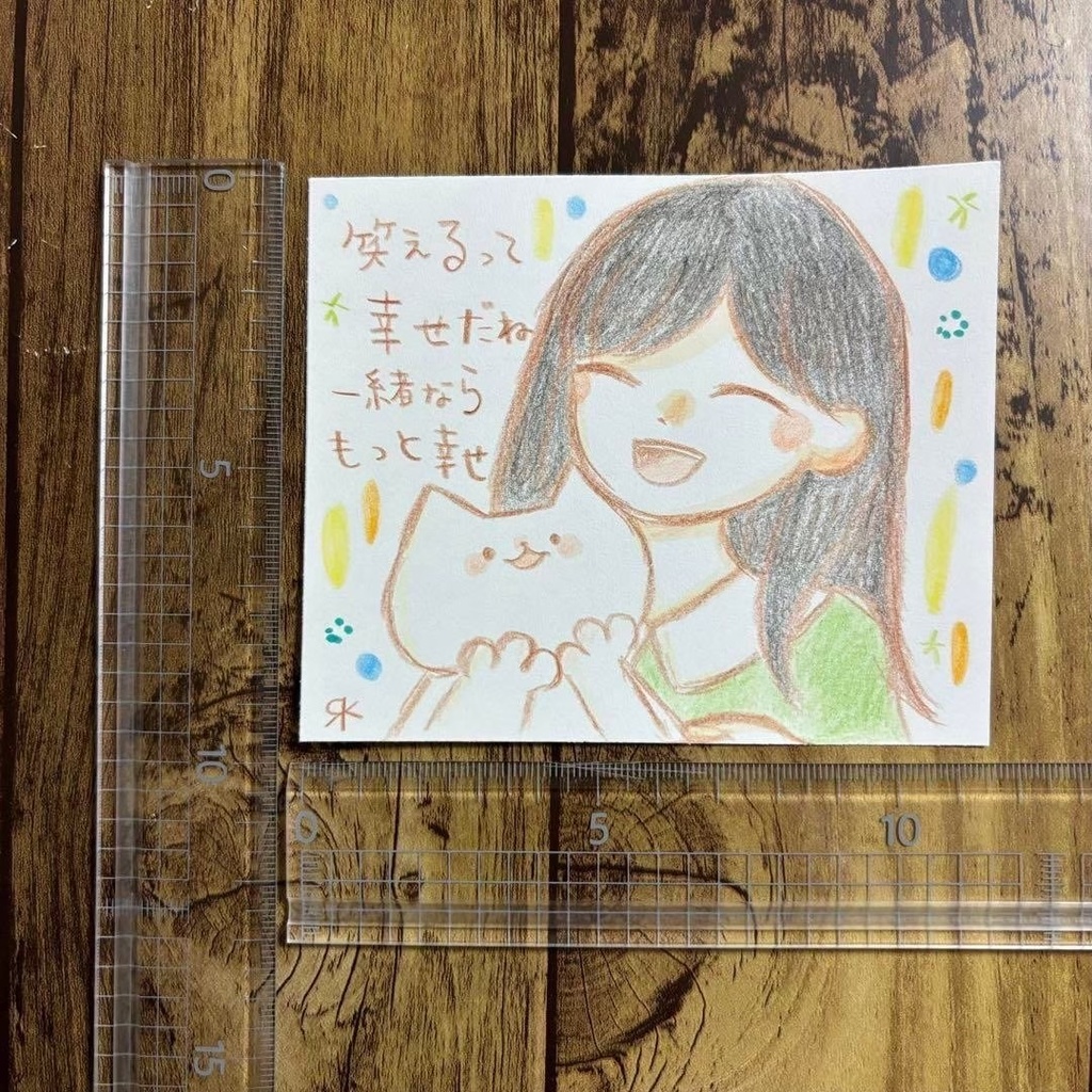 【499】【女の子と猫の絵と言葉】オリジナルアナログ手描きイラスト原画 自作創作