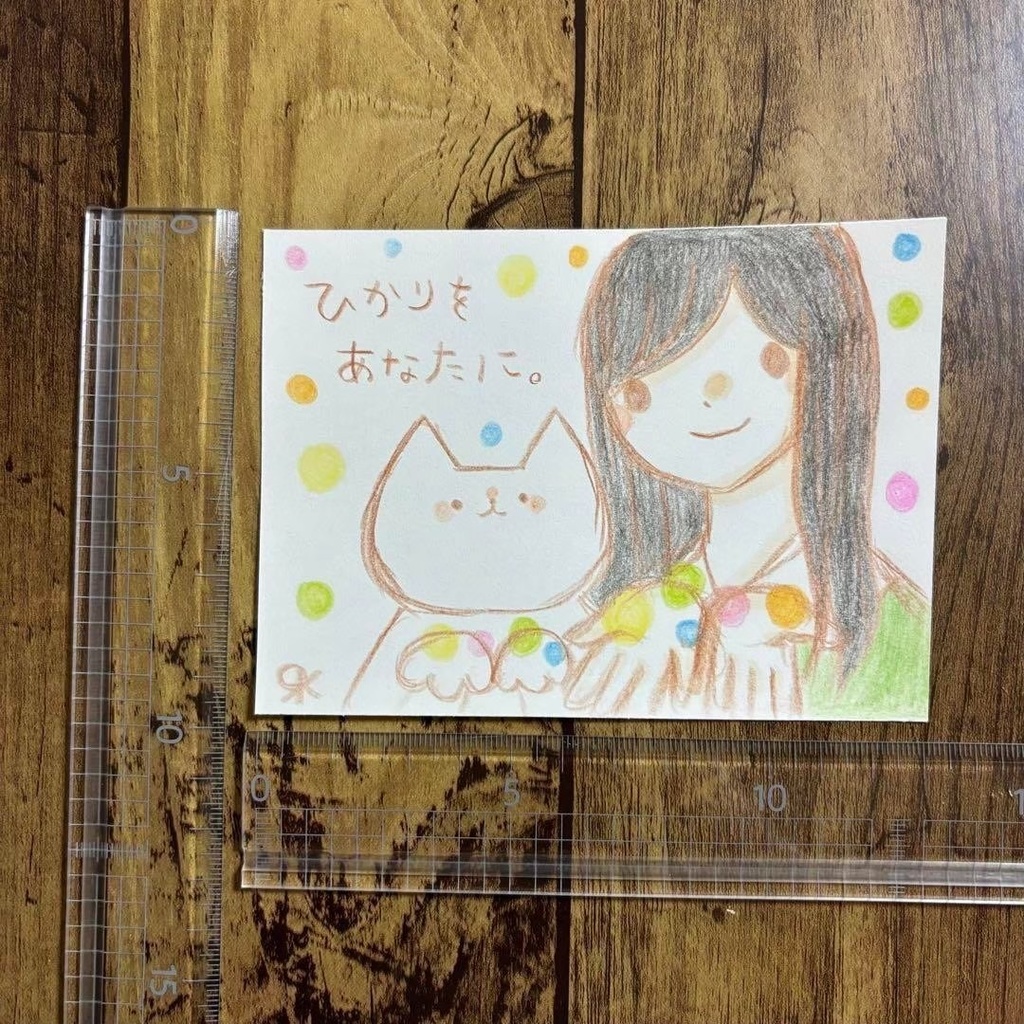 【500】【女の子と猫の絵と言葉】オリジナルアナログ手描きイラスト原画 自作創作