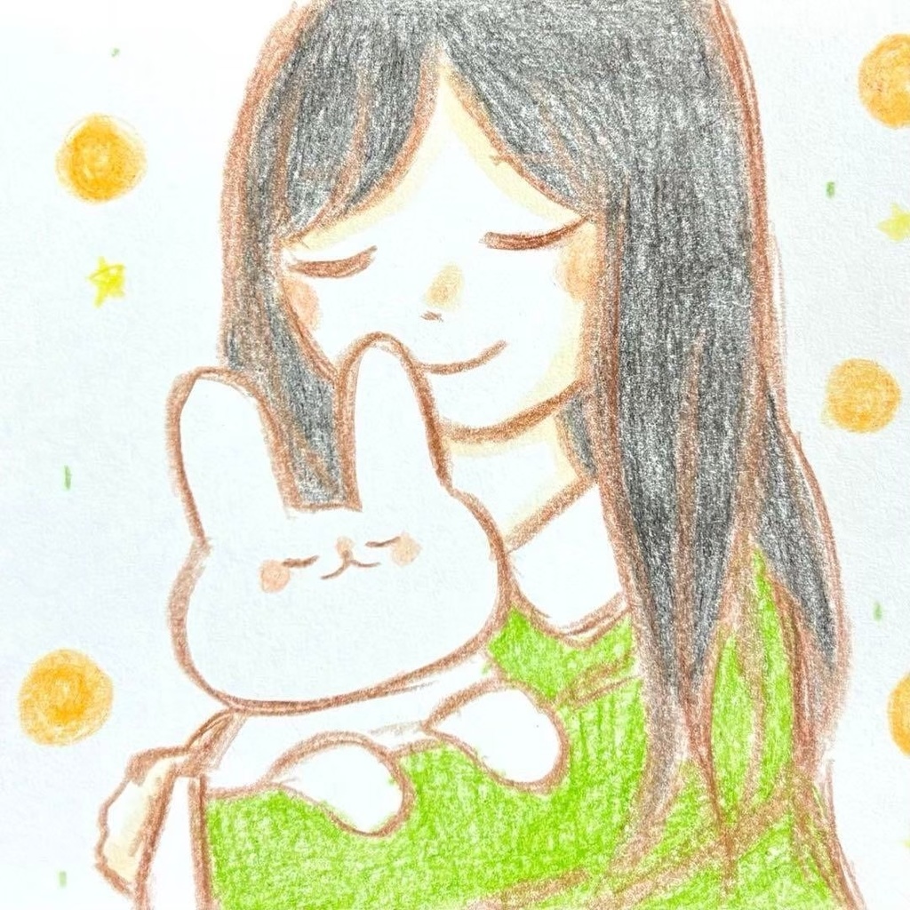 【503】【女の子とうさぎの絵】オリジナルアナログ手描きイラスト原画　自作創作