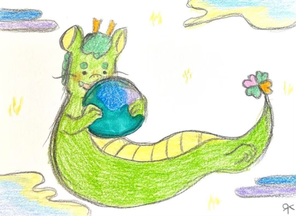 【504】【龍の絵】オリジナルアナログ手描きイラスト原画　開運モチーフ作品　辰