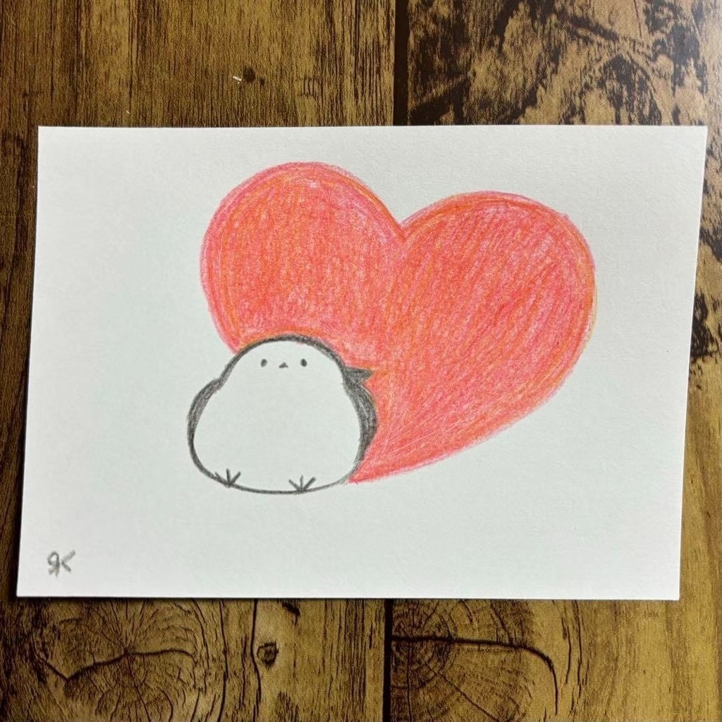 【506】【シマエナガの絵】オリジナルアナログ手描きイラスト原画 自作創作アート