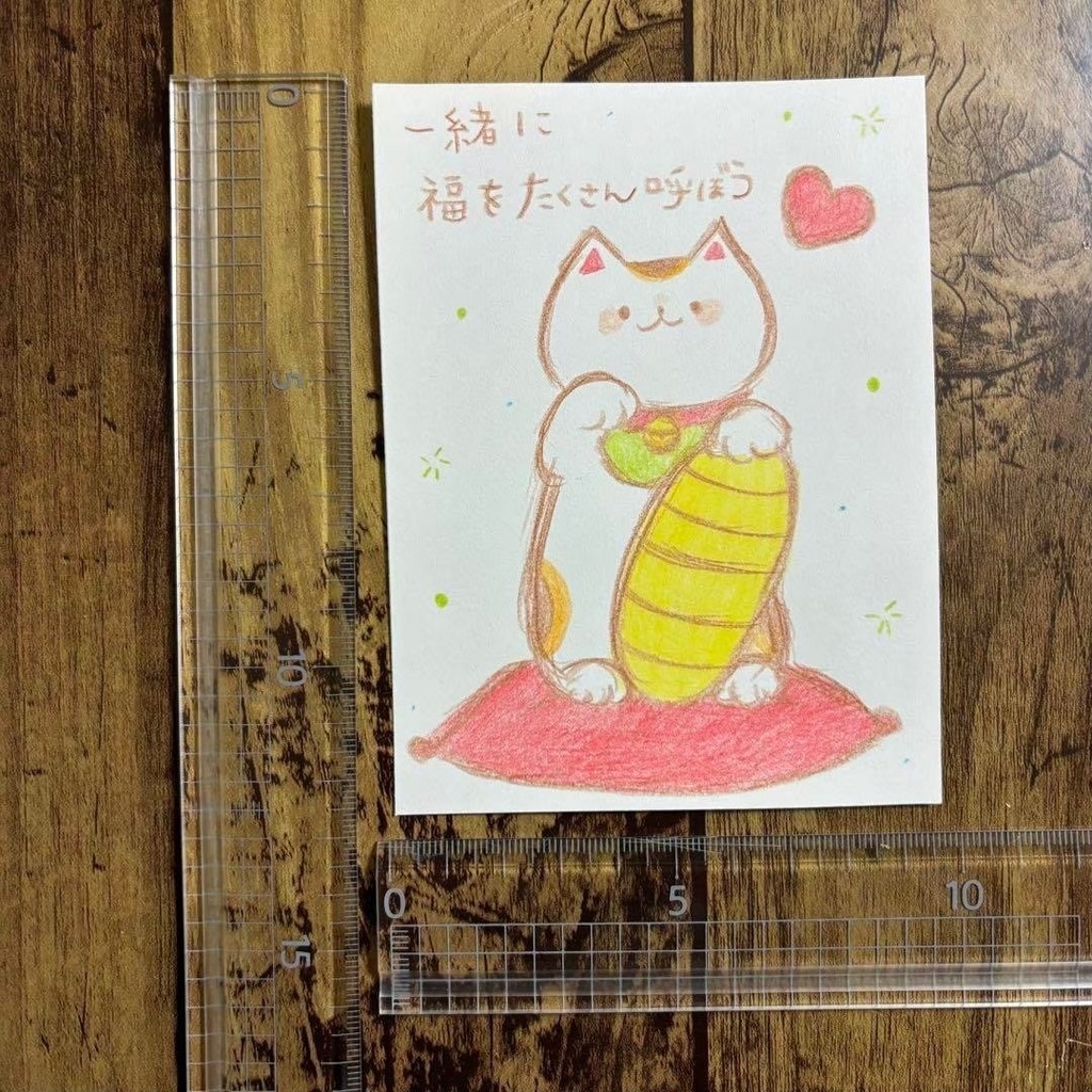 【511】【招き猫の絵】オリジナルアナログ手描きイラスト原画 開運モチーフアート