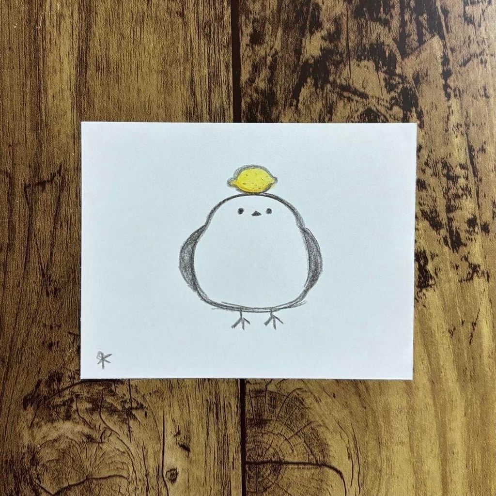 【529】【シマエナガの絵】オリジナルアナログ手描きイラスト原画 自作創作作品