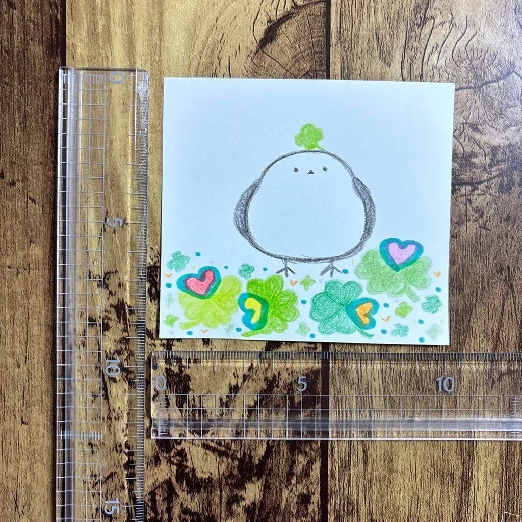 【535】【シマエナガの絵】オリジナルアナログ手描きイラスト原画 自作創作作品