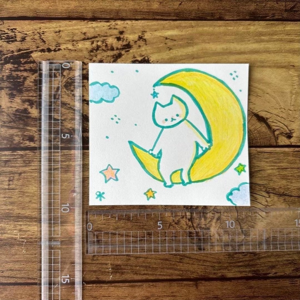 【539】【猫の絵】オリジナルアナログ手描きイラスト原画 自作創作アート作品