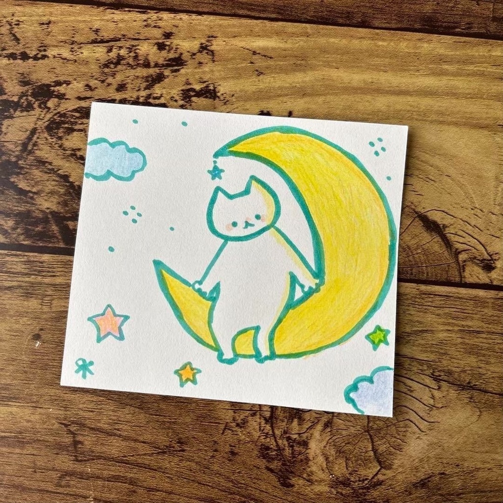 【539】【猫の絵】オリジナルアナログ手描きイラスト原画 自作創作アート作品