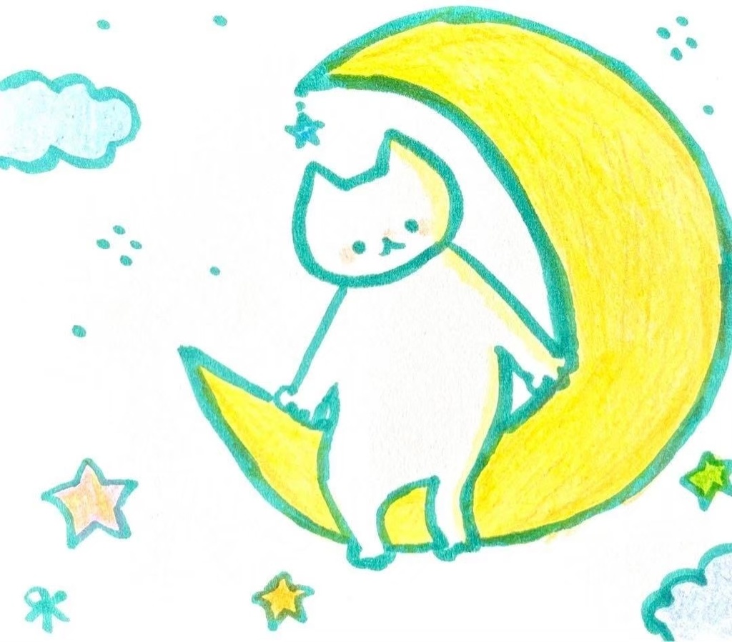 【539】【猫の絵】オリジナルアナログ手描きイラスト原画　自作創作アート作品