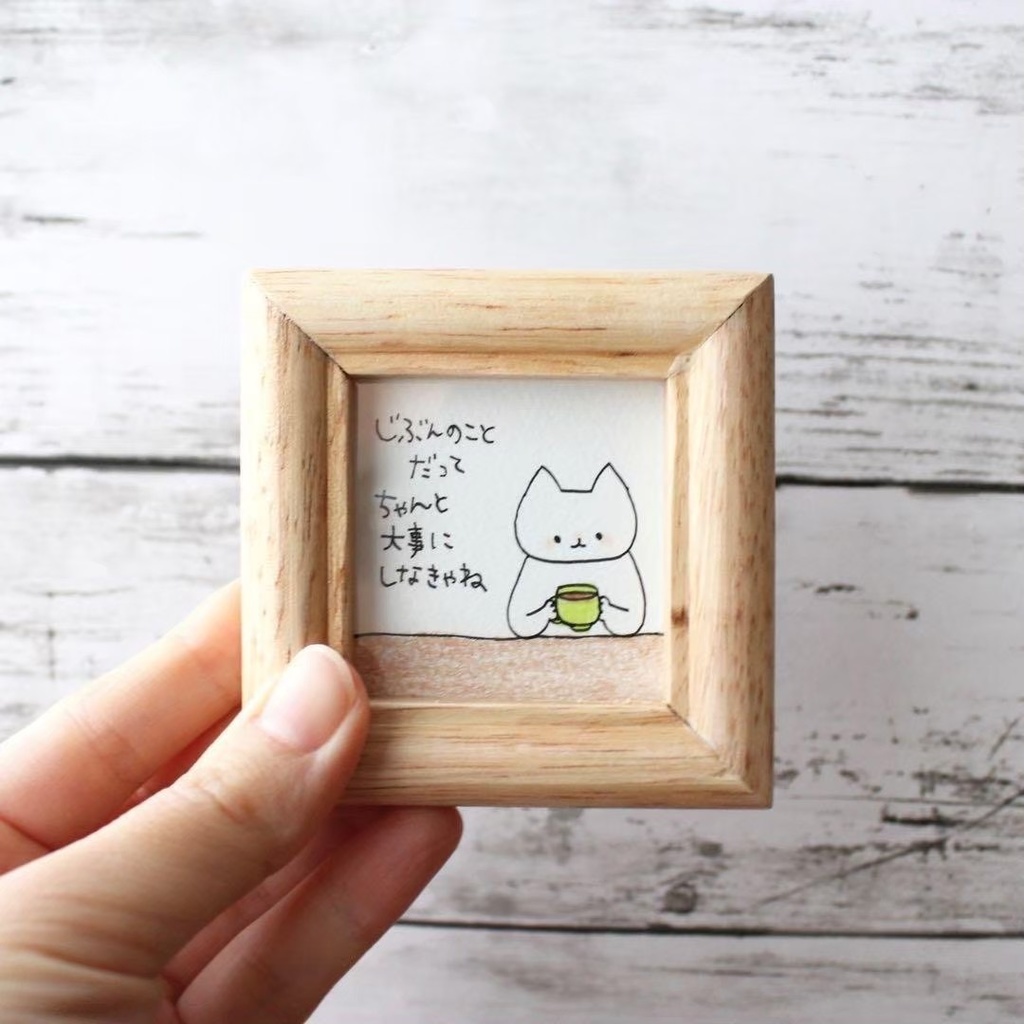 【547】【猫の絵と言葉】額付オリジナルアナログ手描きイラスト原画 自作創作作品