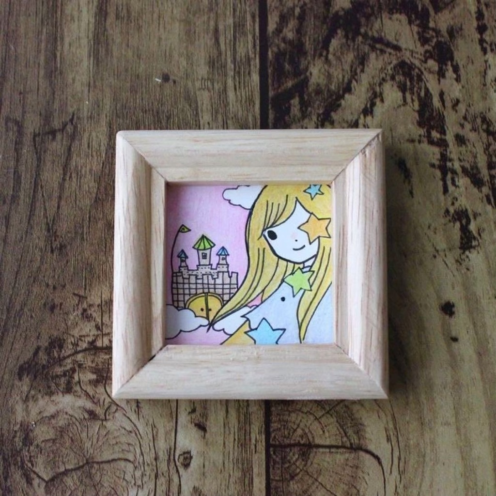 【555】【女の子の絵】額付オリジナルアナログ手描きイラスト原画 自作創作作品