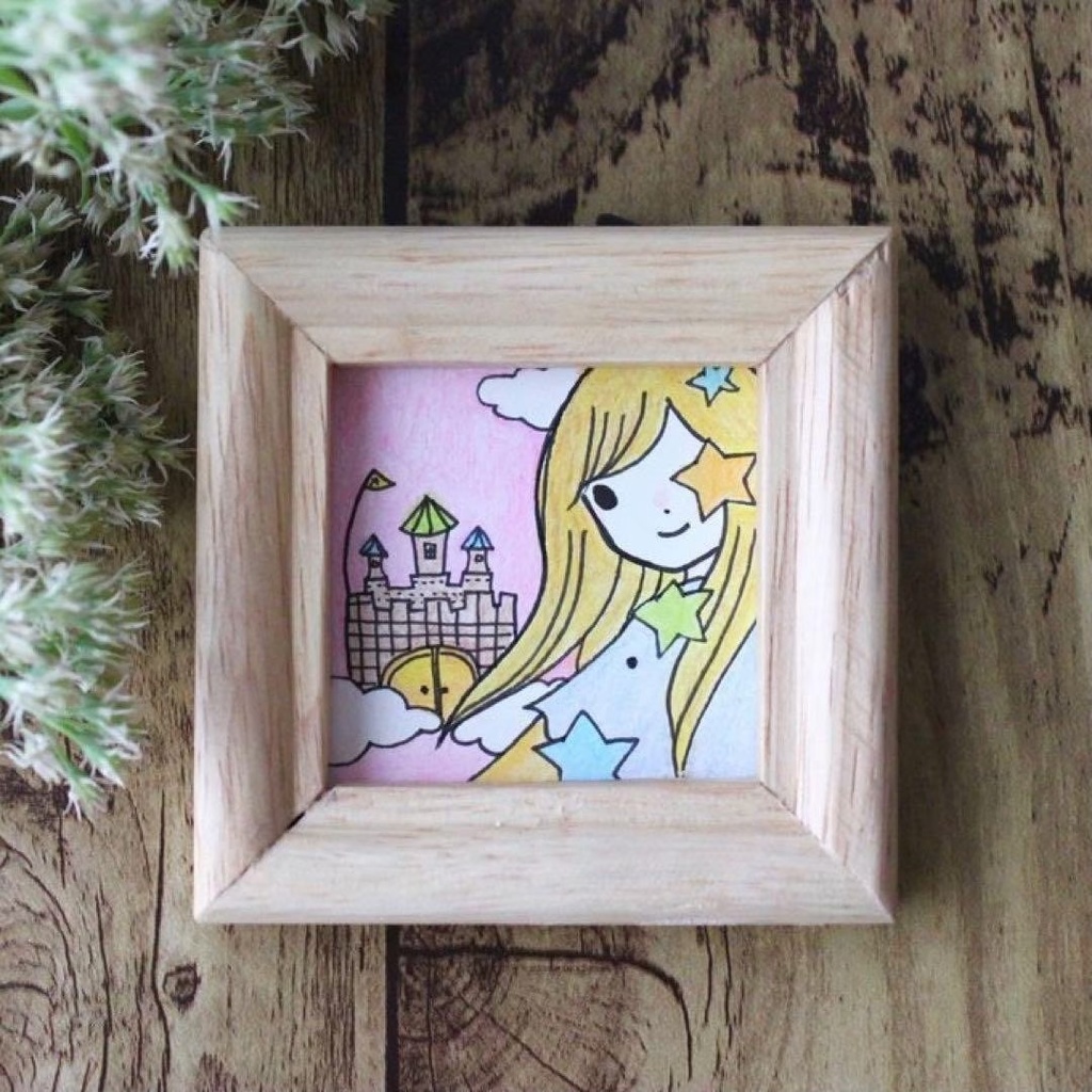 【555】【女の子の絵】額付オリジナルアナログ手描きイラスト原画 自作創作作品