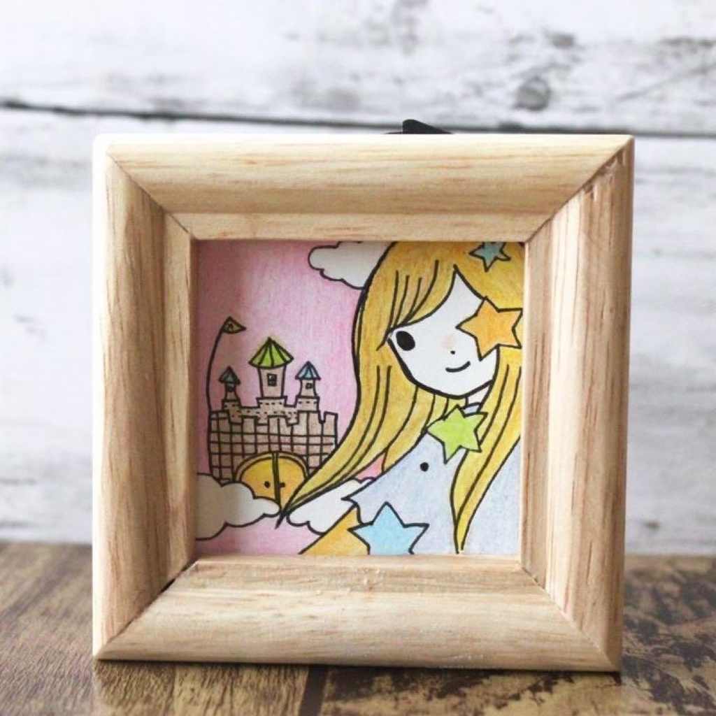 【555】【女の子の絵】額付オリジナルアナログ手描きイラスト原画 自作創作作品