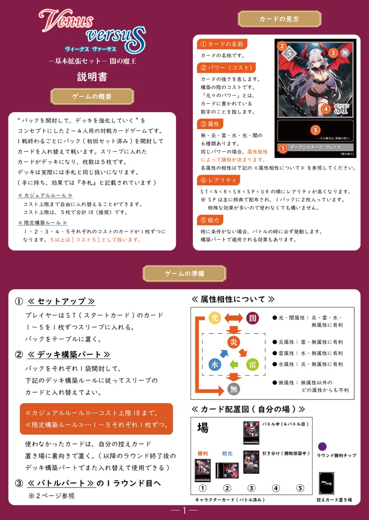 【ゲムマ26春新作】VENUS VERSUS -基本拡張セット- 闇の魔王