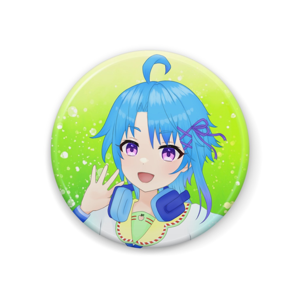 青サイ缶バッジ(蒼藍アオ)