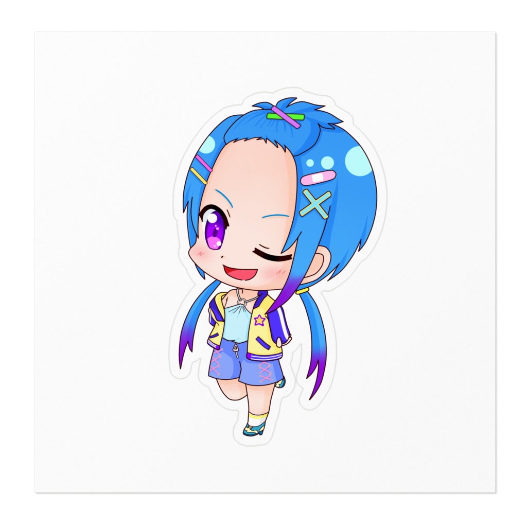 しゅわ☆ぱミニキャラステッカー(蒼藍アオ)