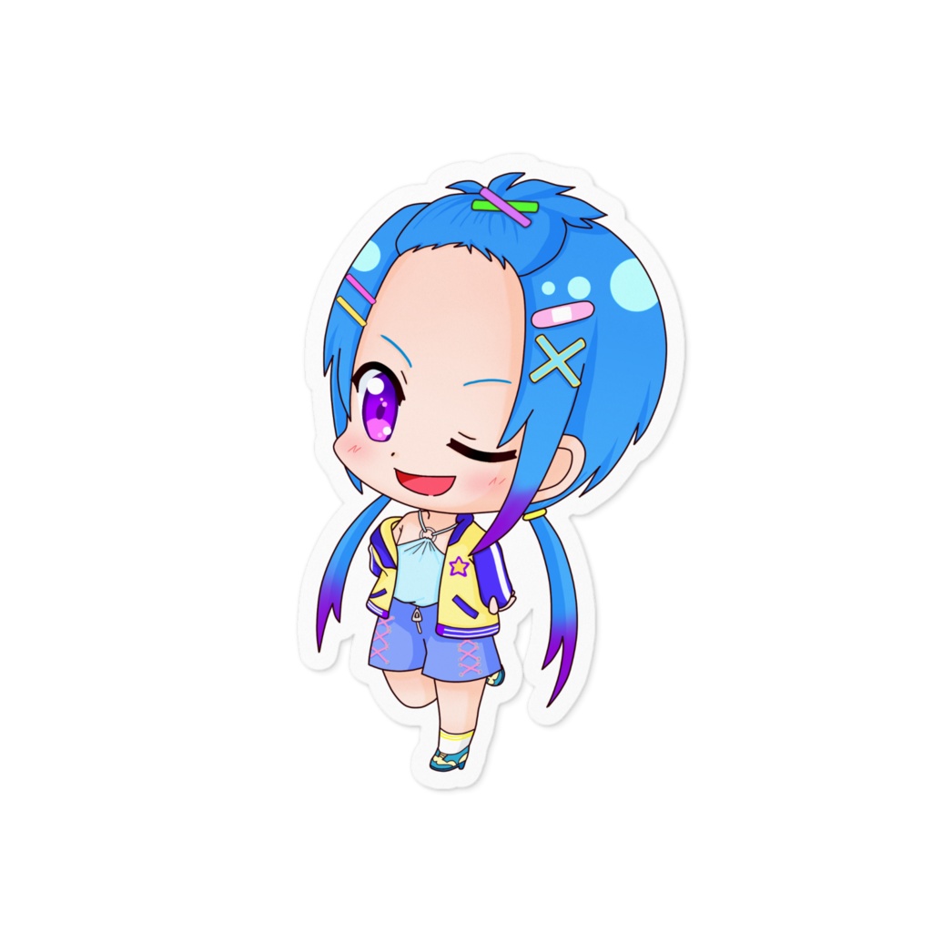 しゅわ☆ぱミニキャラステッカー(蒼藍アオ)
