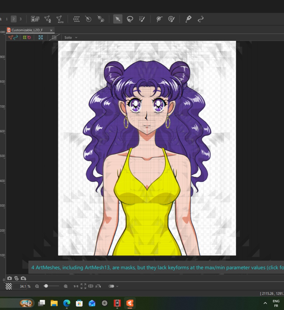 Customizable Live2D model 90s anime style (female)