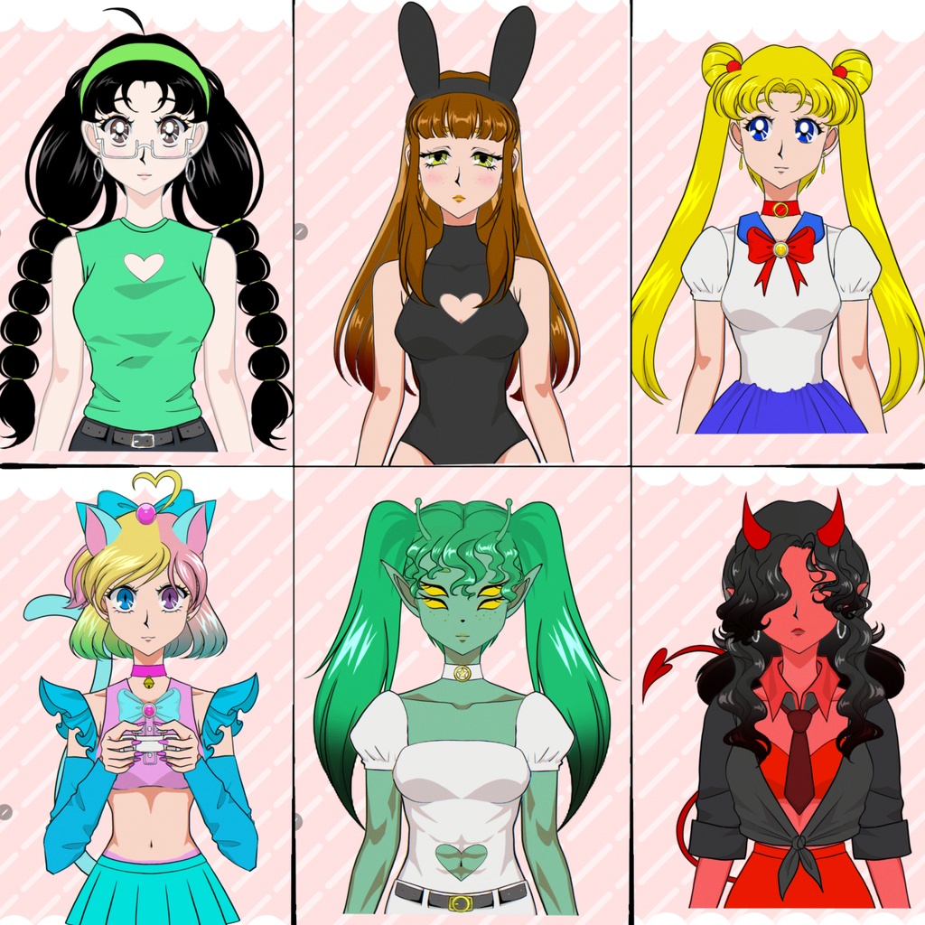 Customizable Live2D vtuber model 90s anime style (female)