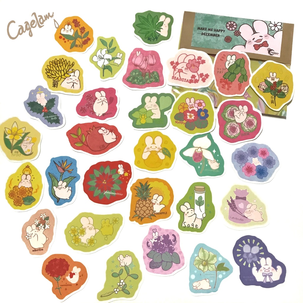 【全12種類】フレークシール*MAKE ME HAPPY!【ぷにょんと季節のお花】