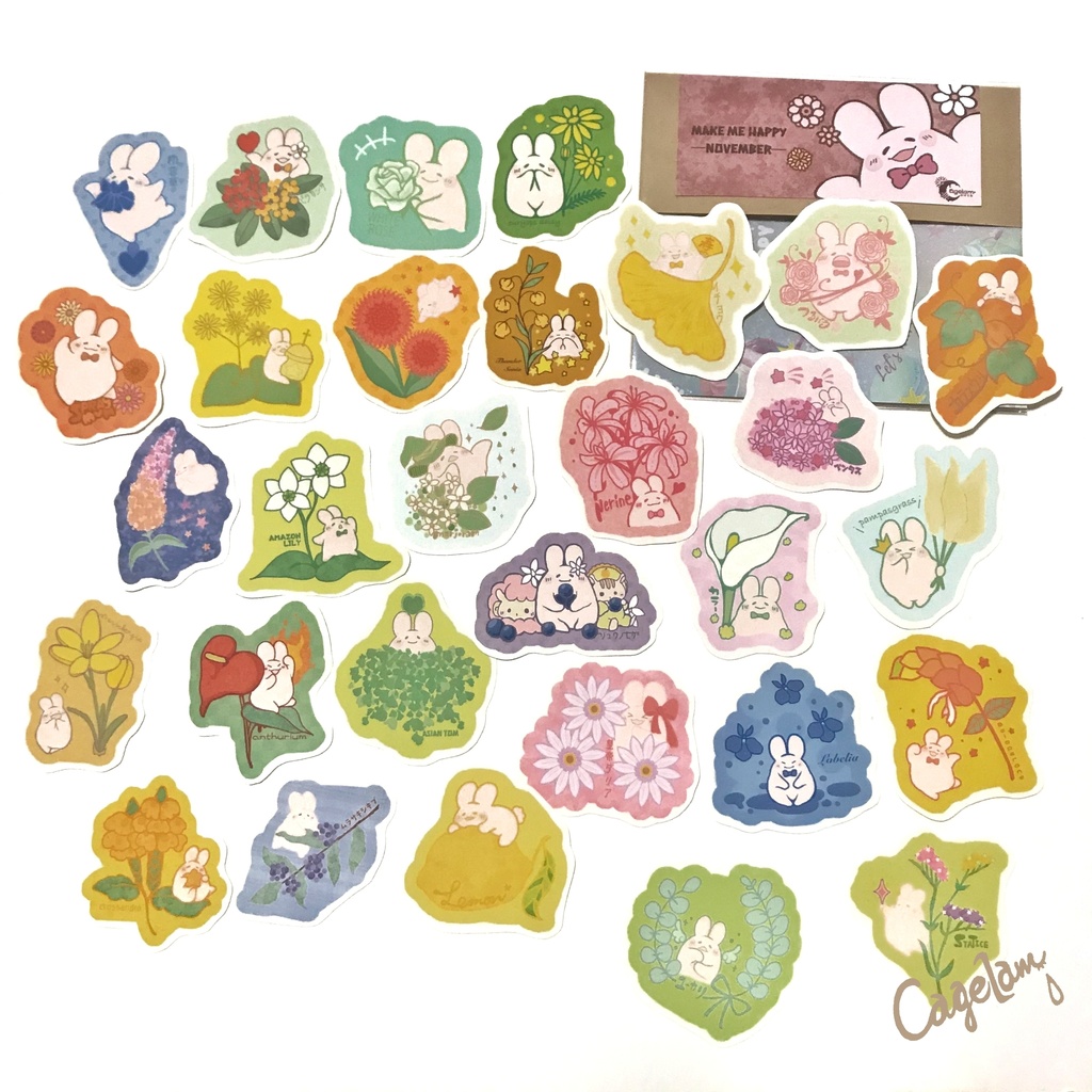 【全12種類】フレークシール*MAKE ME HAPPY!【ぷにょんと季節のお花】