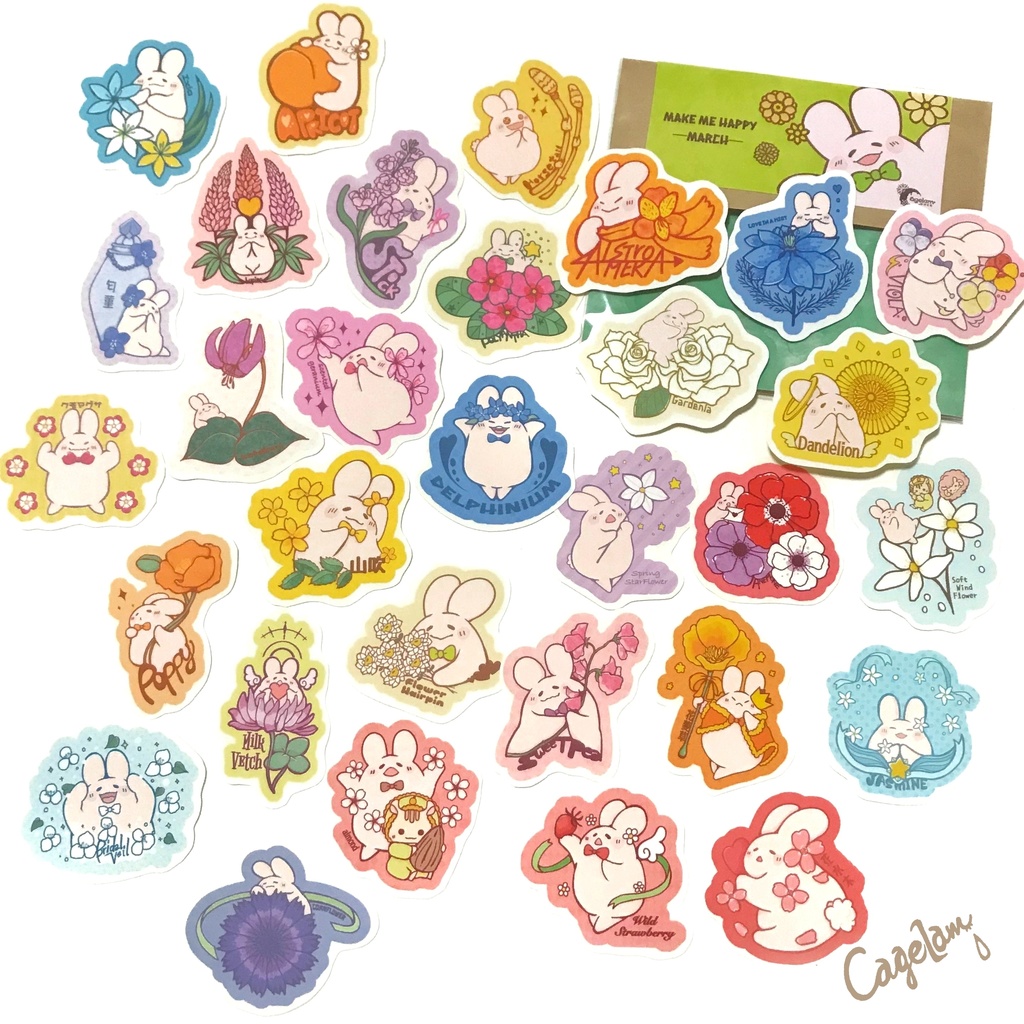 【全12種類】フレークシール*MAKE ME HAPPY!【ぷにょんと季節のお花】