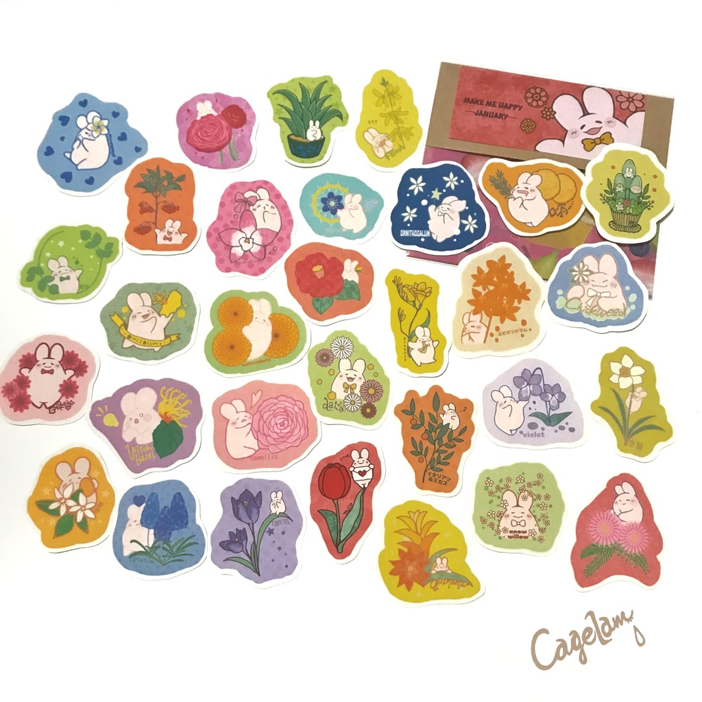 【全12種類】フレークシール*MAKE ME HAPPY!【ぷにょんと季節のお花】