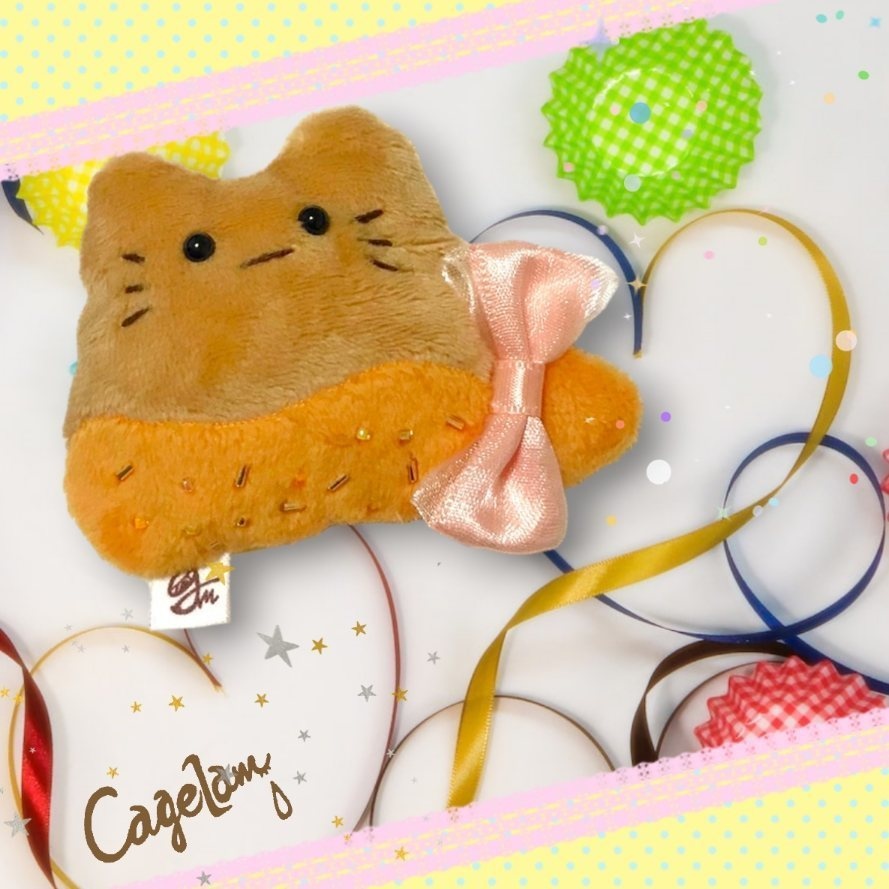 【No.173:オレンジドーナツ】ファーファー【手のひらサイズぬいぐるみ】