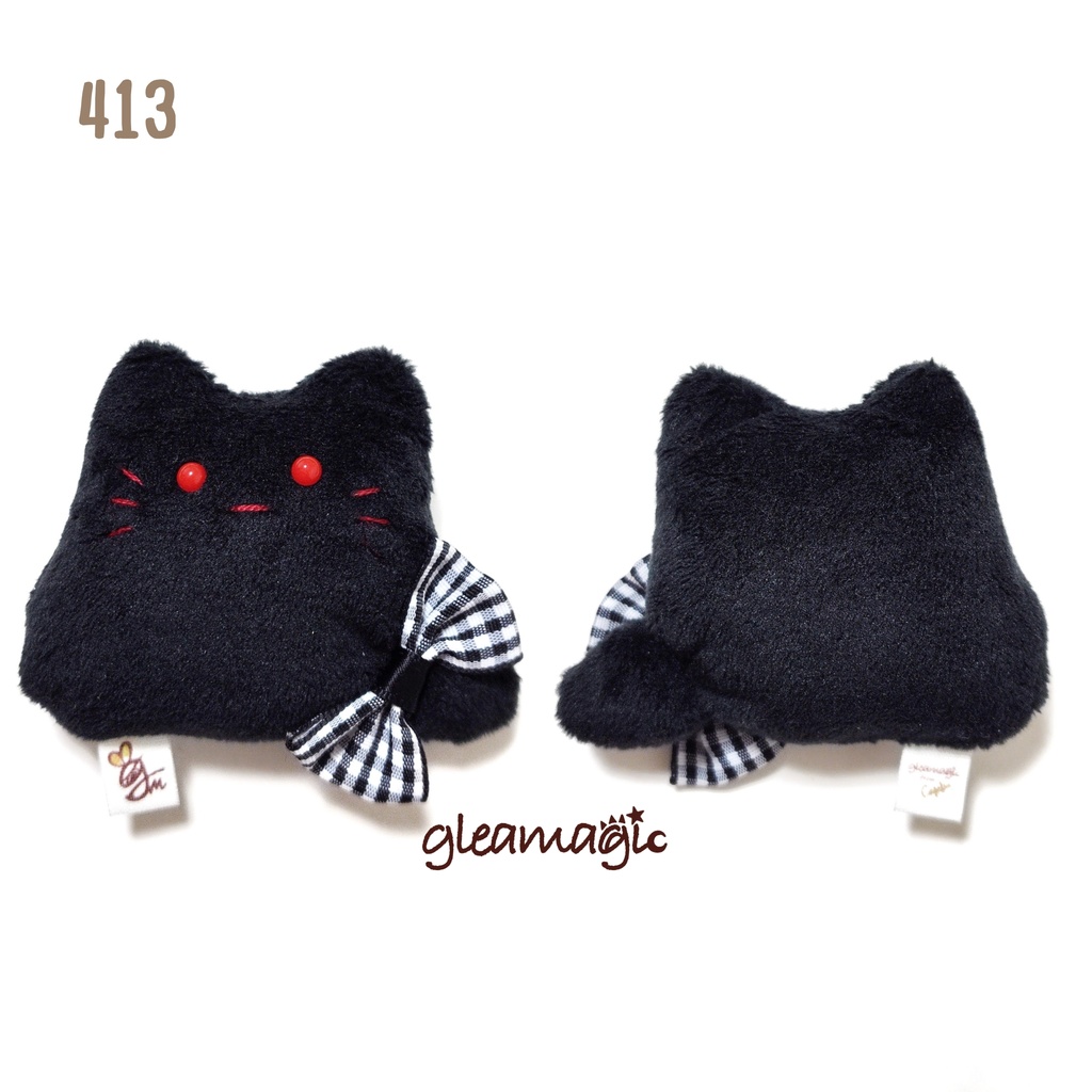 【No.413:ブラックキャット】ファーファー【手のひらサイズぬいぐるみ】