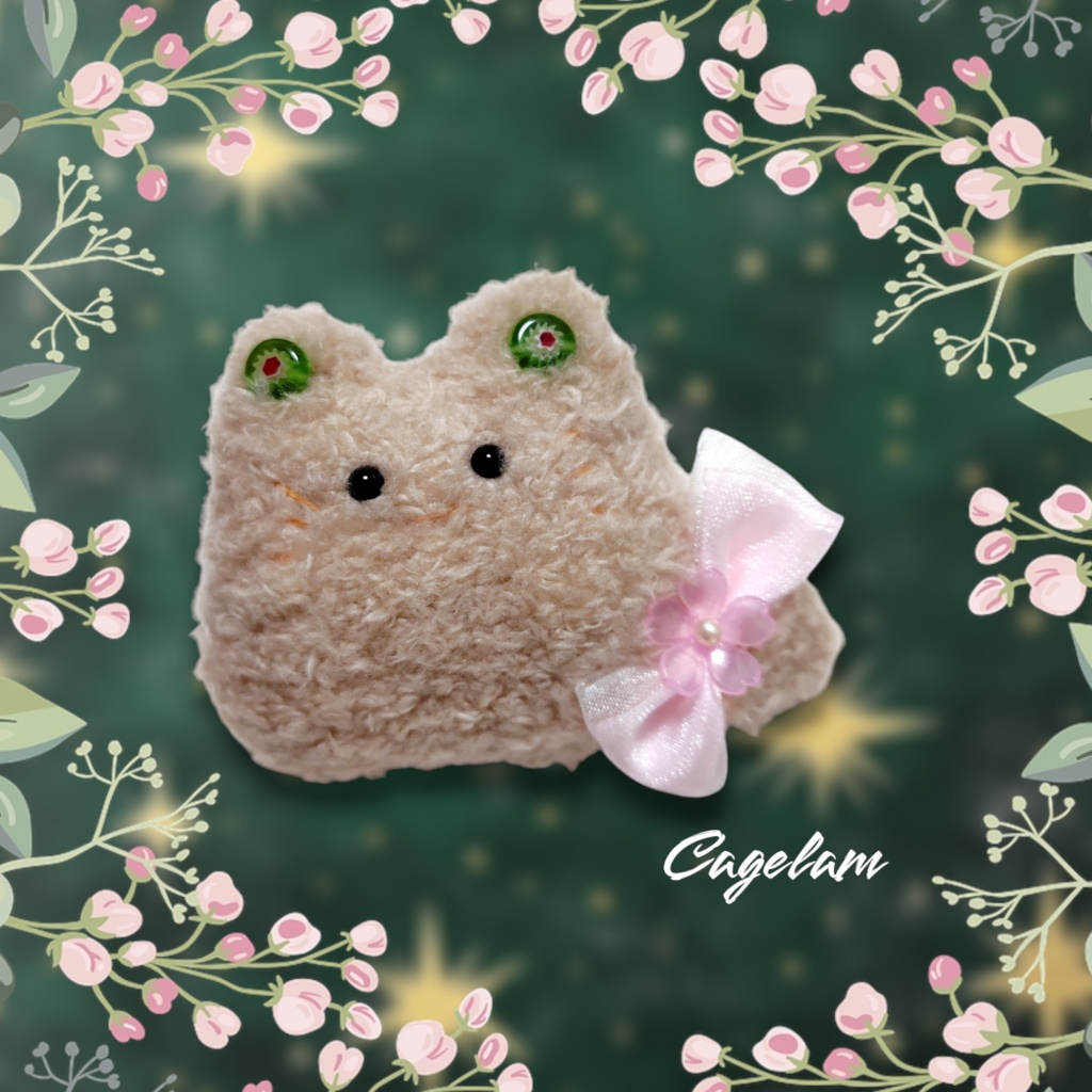 【No.447:緑々】ファーファー【手のひらサイズぬいぐるみ】