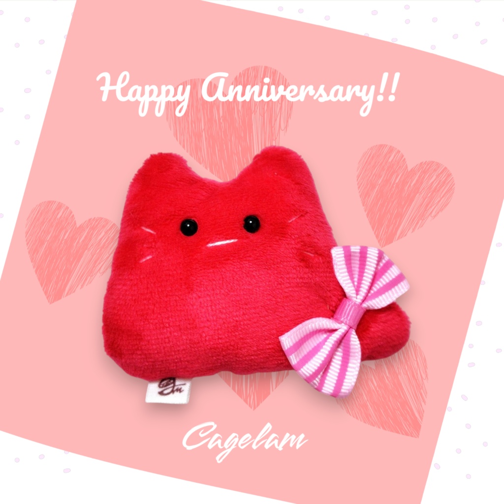 【No.489:レッドハート】ファーファー【手のひらサイズぬいぐるみ】