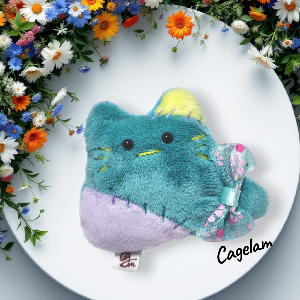 【No.548:つぎはぎフラワー】ファーファー【手のひらサイズぬいぐるみ】