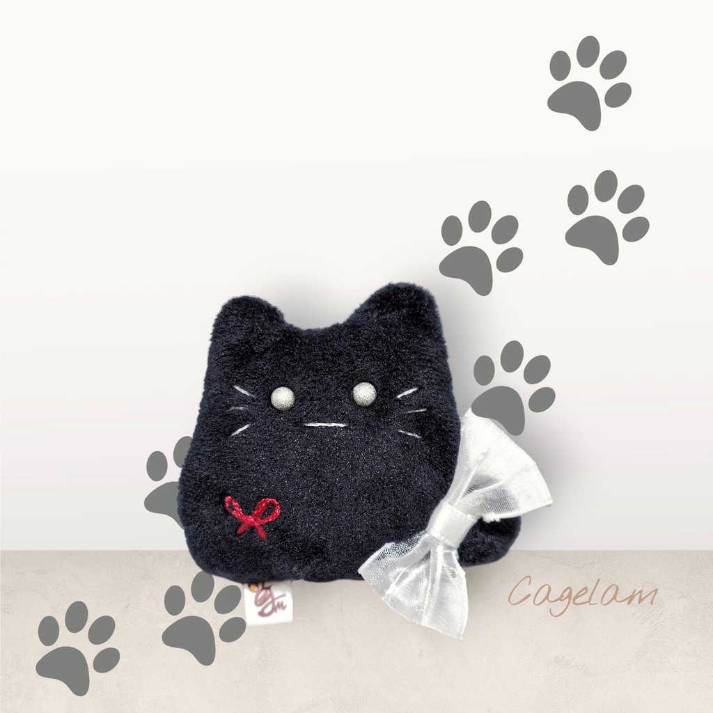 【No.579:黒銀】ファーファー【手のひらサイズぬいぐるみ】