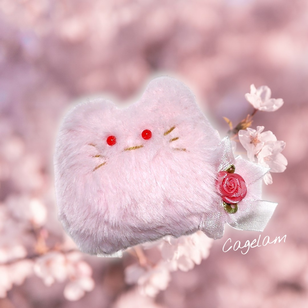 【No.587もこピンクさん: 】ファーファー【手のひらサイズぬいぐるみ】