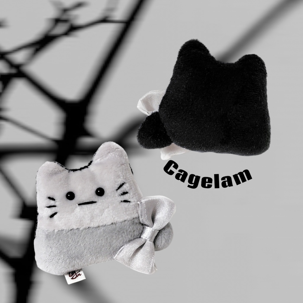 【No.591: モノクローム】ファーファー【手のひらサイズぬいぐるみ】