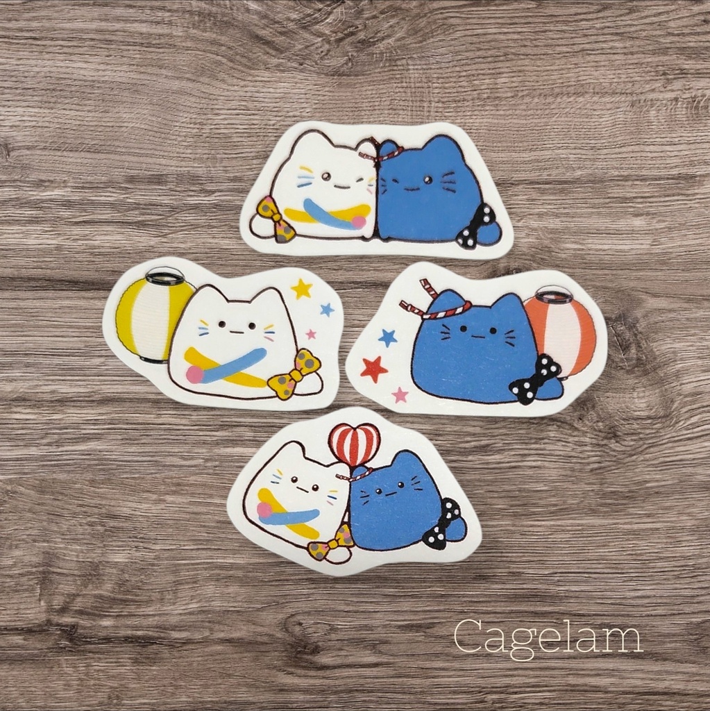 【👑ペアぬいぐるみ&限定ミニシール】お祭り∥手のひらサイズ ねこ