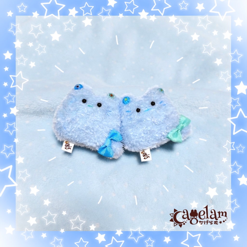 【👑ペアぬいぐるみ&限定シール】空色わたあめ∥手のひらサイズ ねこ