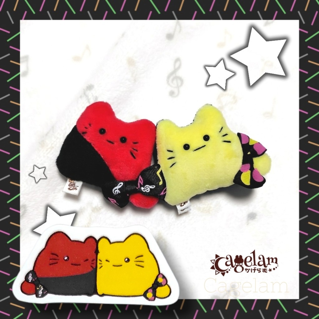 【👑ペアぬいぐるみ&限定シール】ラブロック🎸⚡️∥手のひらサイズ ねこ