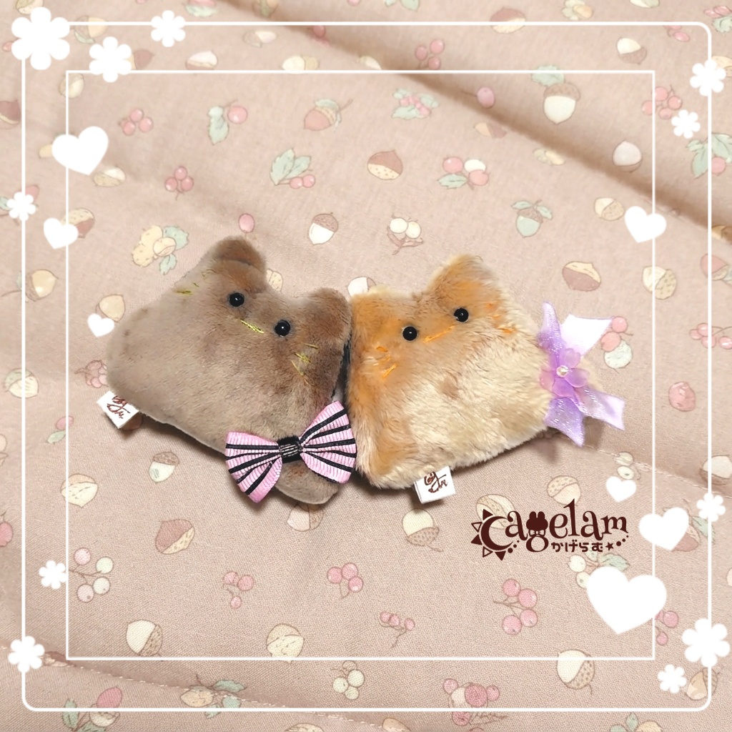 👑【ペアぬいぐるみ&限定シール】秋の装い🍁∥手のひらサイズ ねこ