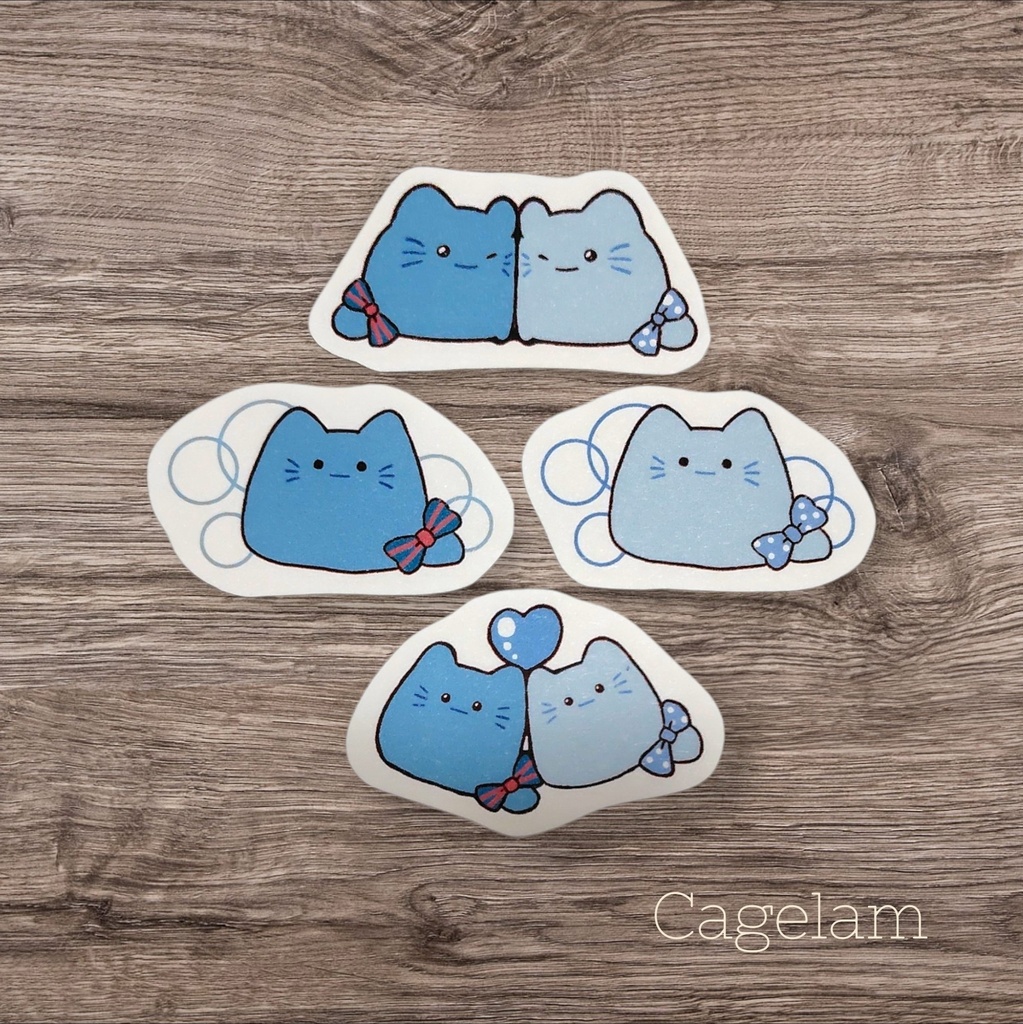 【👑ペアぬいぐるみ&限定シール】ソーダシャボン🫧∥手のひらサイズ ねこ