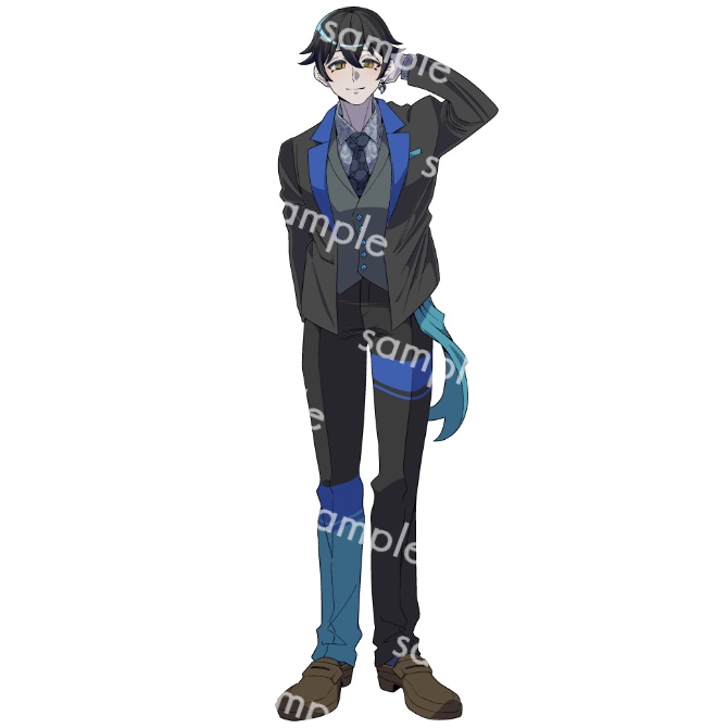 【キャラ立ち絵】サメモチーフの男性/眼鏡差分あり