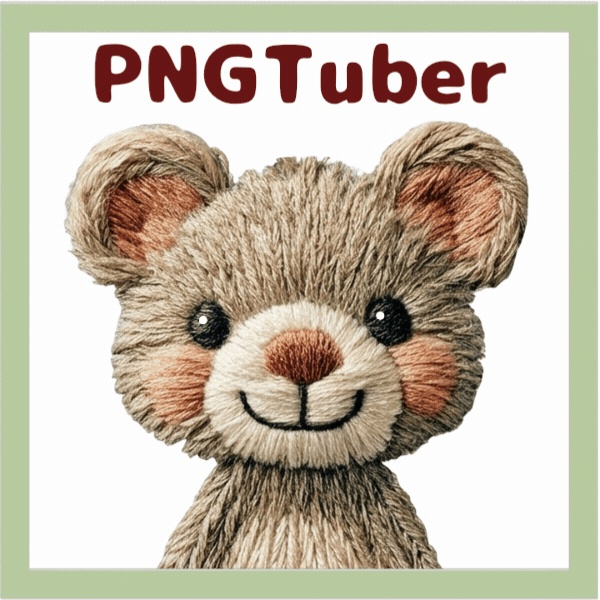 Veadotube対応 刺繍風 テディベア PNGtuber素材 - 4表情セット / Embroidery Teddy Bear PNGTuber