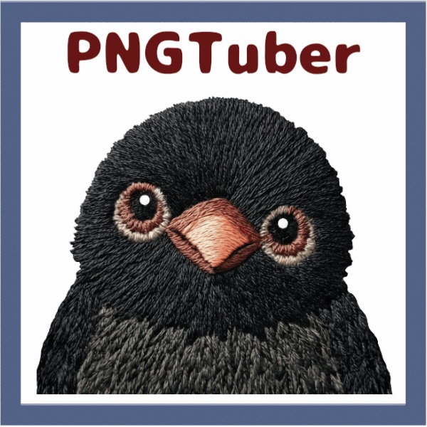 Veadotube対応 刺繍風 カラス PNGtuber素材 - 4表情セット / Embroidery Crow PNGTuber