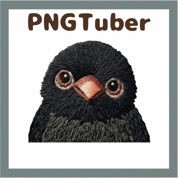 Veadotube対応 刺繍風 カラス PNGtuber素材 - 4表情セット / Embroidery Crow PNGTuber