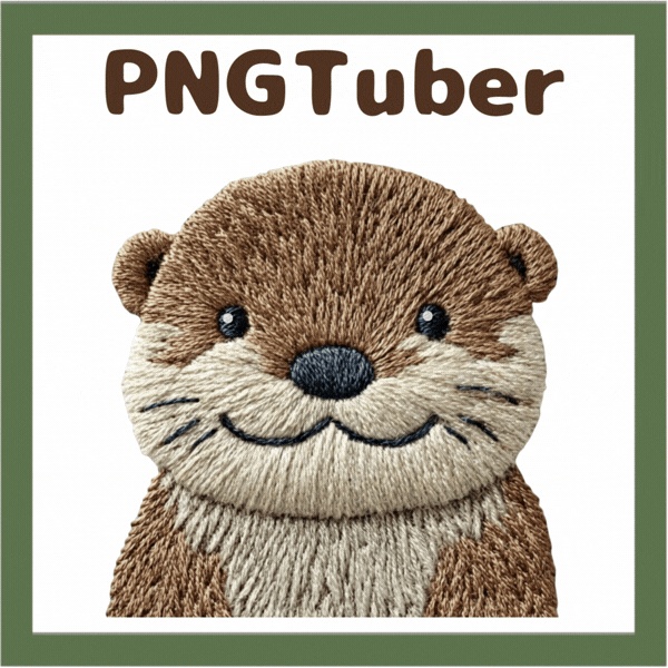Veadotube対応 刺繍風 カワウソ PNGtuber素材 - 4表情セット / Embroidery Otter PNGTuber