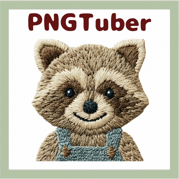 Veadotube対応 刺繍風 アライグマ PNGtuber素材 - 4表情セット / Embroidery Raccoon PNGTuber